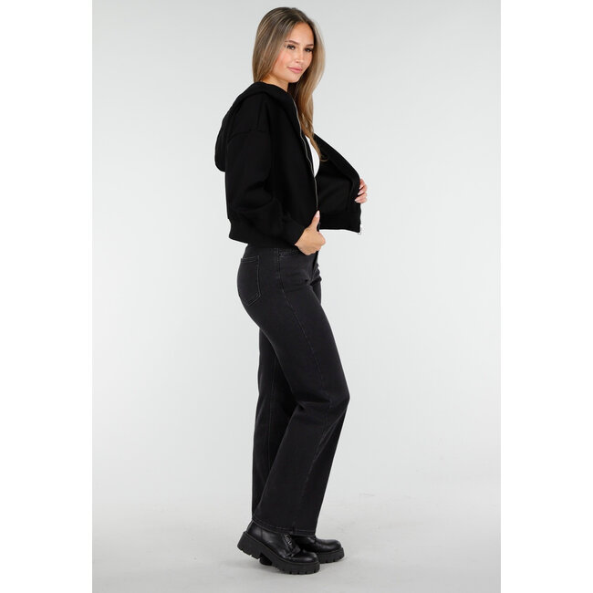 Langärmelige Sweatjacke in Schwarz