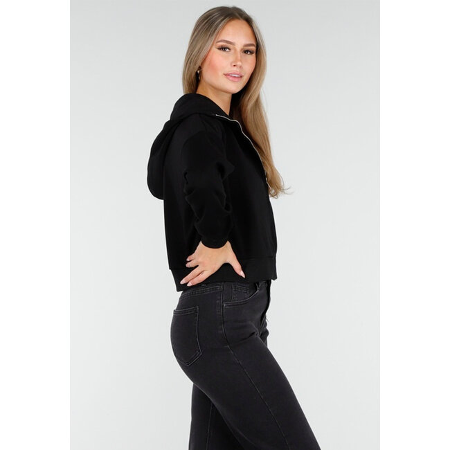 Langärmelige Sweatjacke in Schwarz