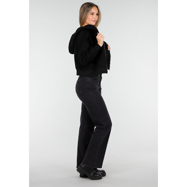 Langärmelige Sweatjacke in Schwarz