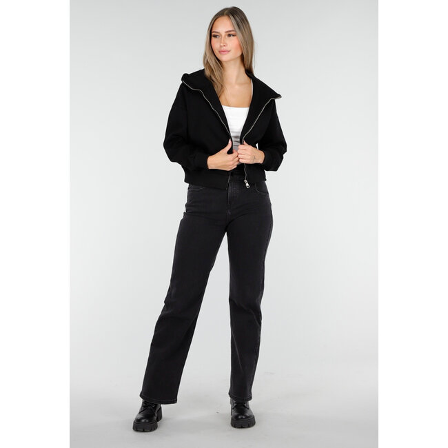 Langärmelige Sweatjacke in Schwarz