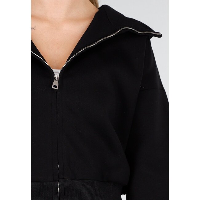Langärmelige Sweatjacke in Schwarz