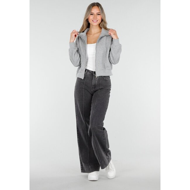 Langärmelige Sweatjacke in Grau