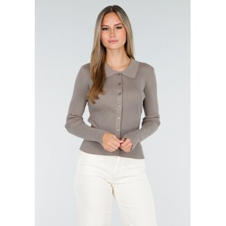 Langärmelige Strickjacke in Braun