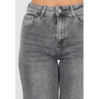 Redial Jeans Graue Wide Leg Jeans mit Glitzer