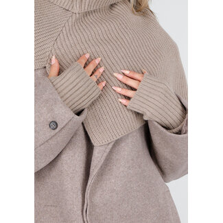 Beige gerippte Strickhandschuhe