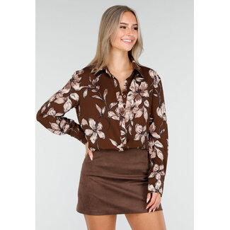 Braune Blumenbluse