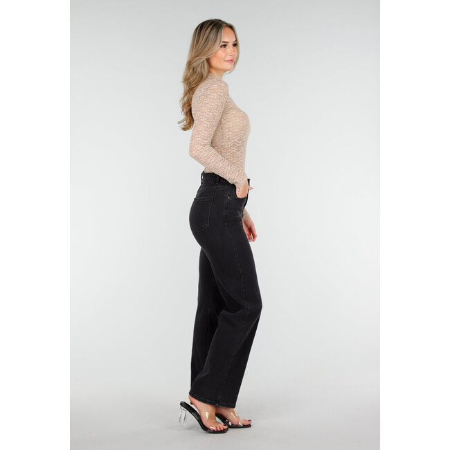 Beigefarbenes, halbtransparentes Oberteil mit hohem Kragen und langen Ärmeln