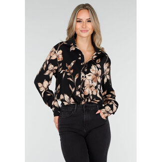 Schwarze Bluse mit Blumenmuster