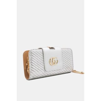 Silberne Clutch mit goldener Kette