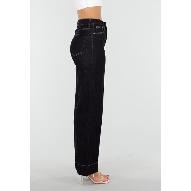 Dark Blue Stretch Jeans with Straight Legs