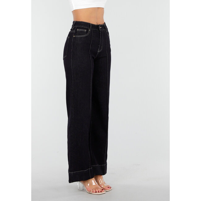 Dark Blue Stretch Jeans with Straight Legs