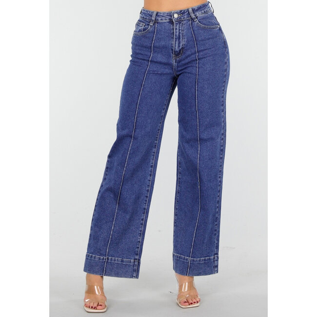 Blaue Jeans mit Stretch und geradem Bein