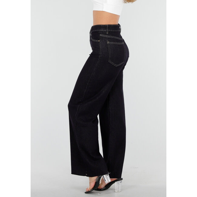 Dunkelblaue Wide Leg Jeans mit Stretch