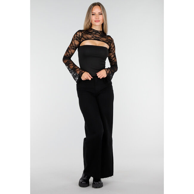 Jeanshose Schwarz mit hoher Taille
