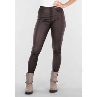 Redial Jeans Beschichtete Stretch-Skinny-Hose Braun