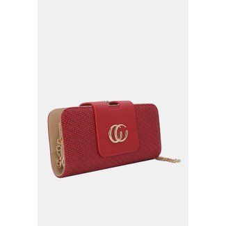 Clutch in rotem geflochtenem Leder