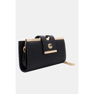 Clutch in Schwarz mit goldenen Details