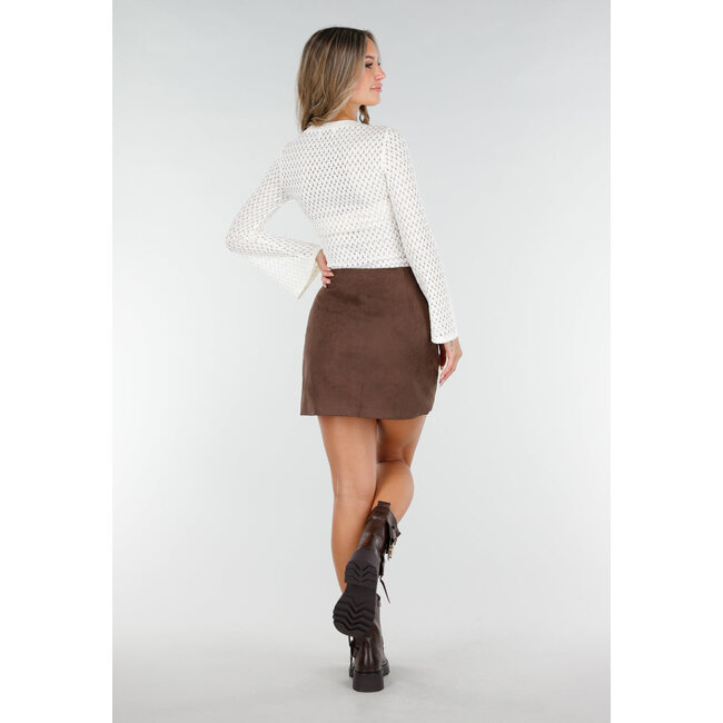 Offenes Stricktop Creme mit weiten Ärmeln und Stretch