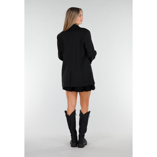 Schwarzer Oversized-Blazer mit Knopfverschluss und Reverskragen