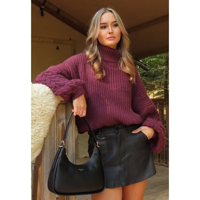 Strickpullover Bordeaux mit Rollkragen