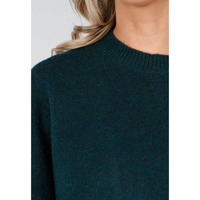 Grünes Strick-2-teiliges Set mit Pullover und Rock