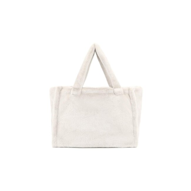 Weiße Einkaufstasche mit weicher Kunstfellstruktur