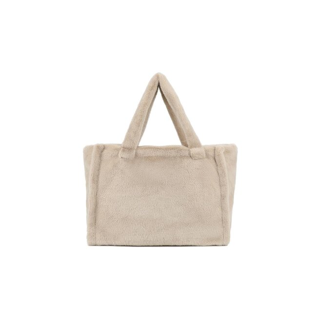 Beige Shopper Bag mit weicher Kunstfellstruktur