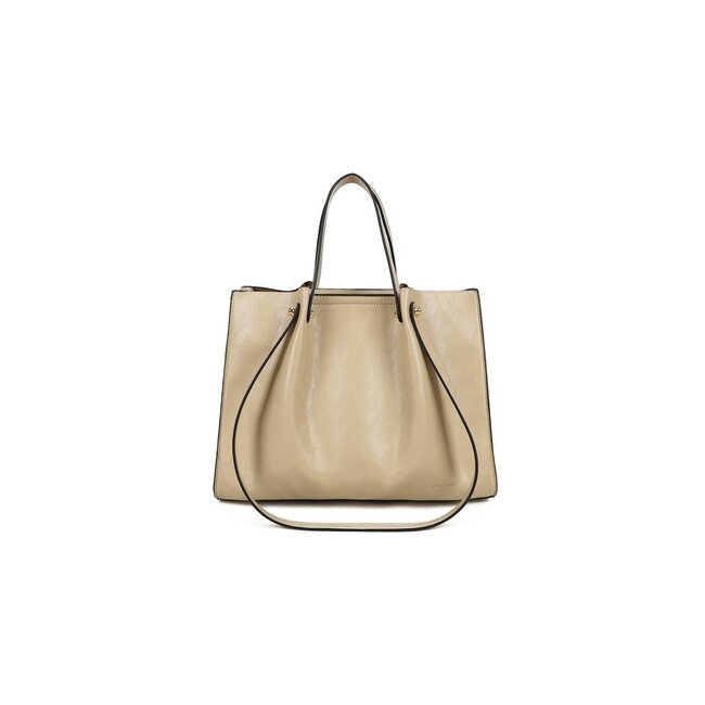 Beige Shopper mit doppelten Schulterriemen und Faltenbildung