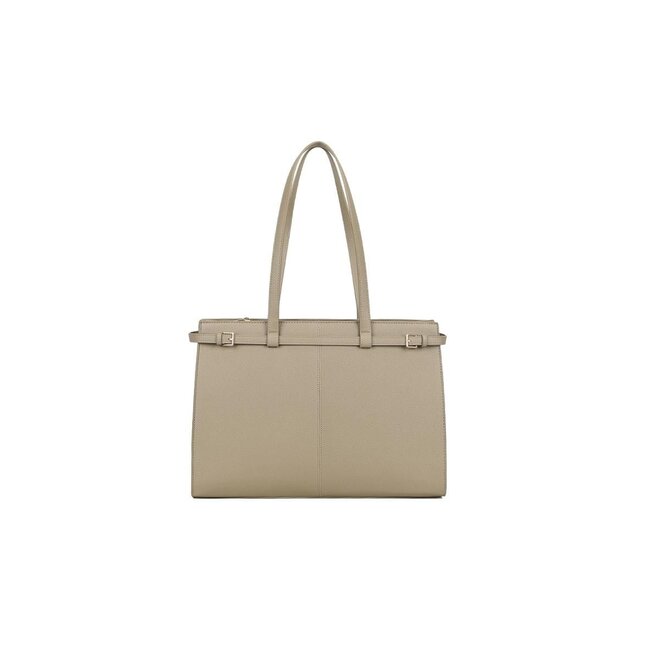 Beige Shopper mit doppelten Schulterriemen