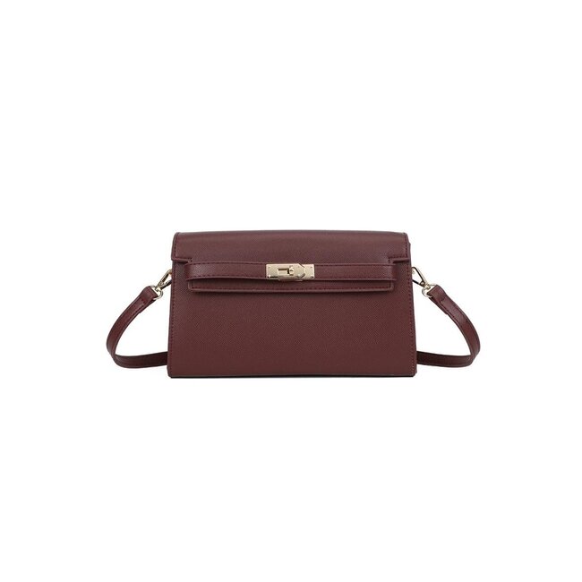 Dark Brown Shoulder Bag with Gold-Tone Clasp