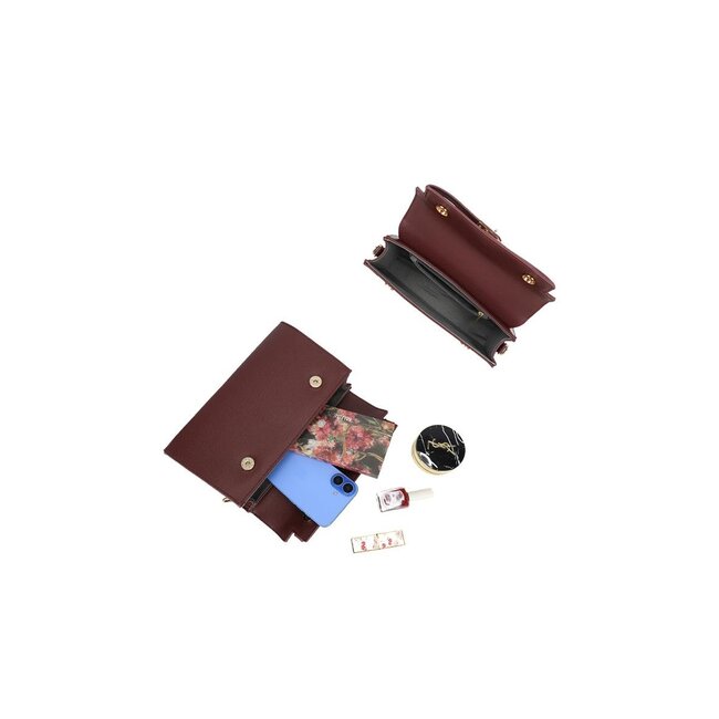 Dark Brown Shoulder Bag with Gold-Tone Clasp