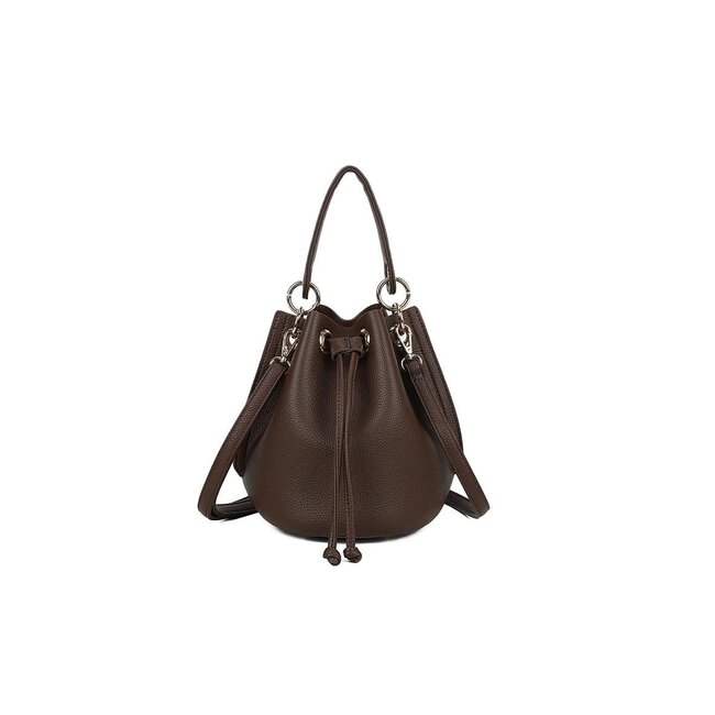 Braune Beuteltasche mit Kordelzug und Innenfach