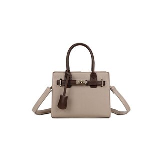Beige Handtasche mit goldener Schnalle