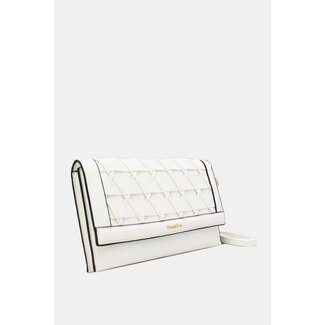 Weiße Clutch mit Schulterriemen