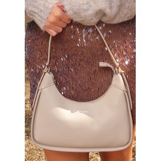 Beige Shoulder Bag with Zipper