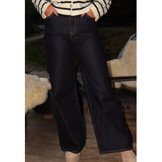 Redial Jeans Hoch taillierte Jeans mit weitem Bein in Dunkelblau