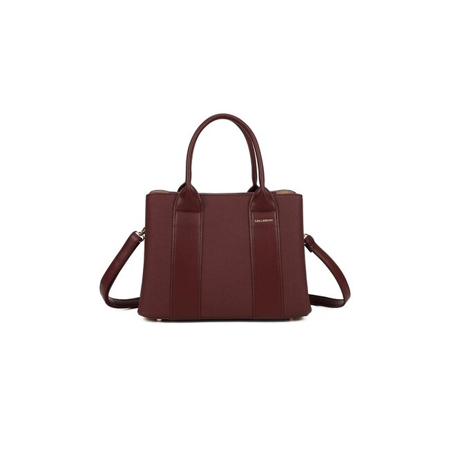 Bordeauxrote Handtasche mit zwei Henkeln