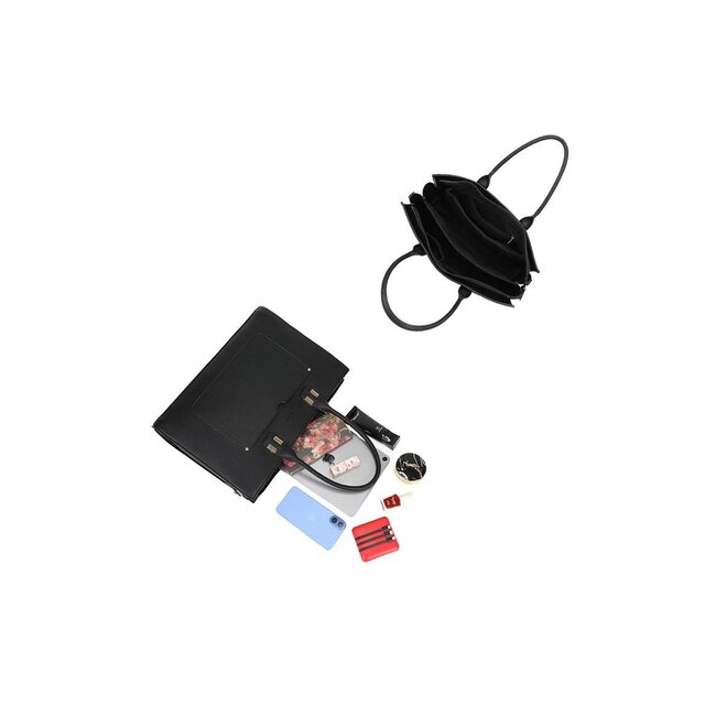 Schwarze Laptoptasche mit zwei Griffen und abnehmbarem Schultergurt