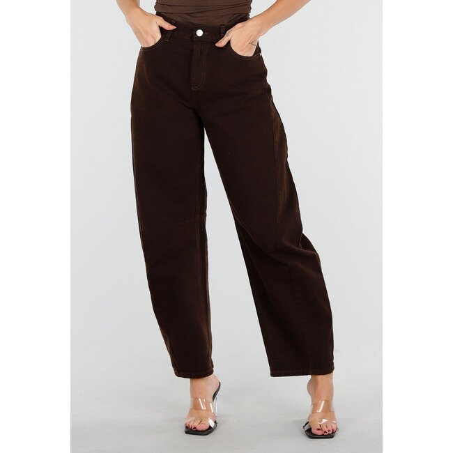 Braune Loose Fit Barrel Jeans