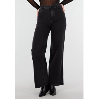 Schwarze Jeans mit weitem Bein und hoher Taille