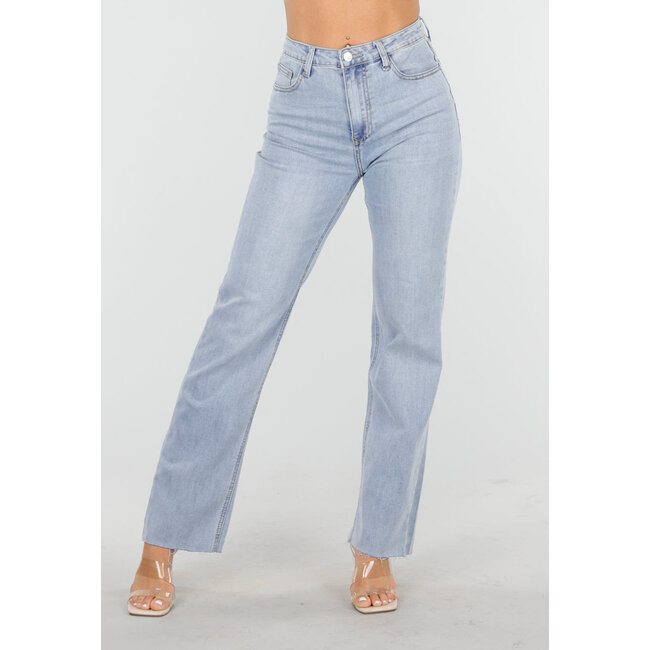 Hellblaue High Waist Straight Leg Jeans