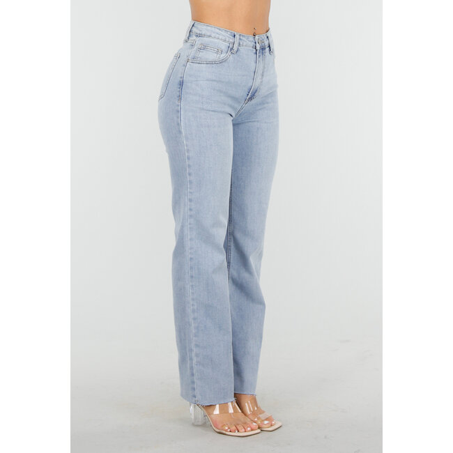Hellblaue High Waist Straight Leg Jeans