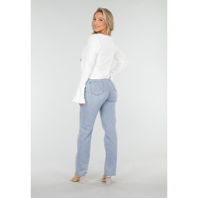 Hellblaue High Waist Straight Leg Jeans