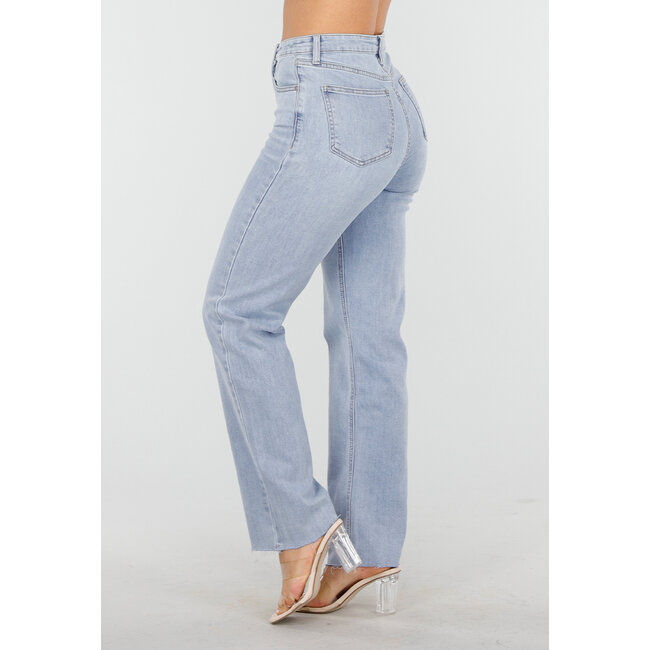 Hellblaue High Waist Straight Leg Jeans