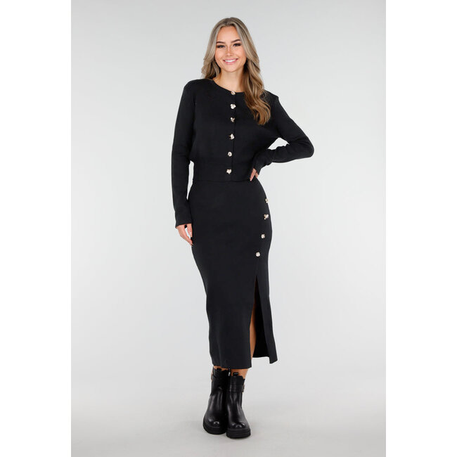 Schwarze Stiefeletten mit klobiger Sohle, Reißverschluss und goldfarbener Schnalle