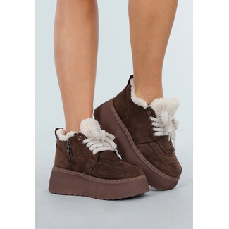 Dunkelbraune Teddy-Sneakers