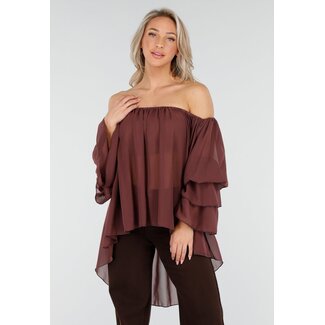 Dunkelbraune Off-Shoulder-Bluse