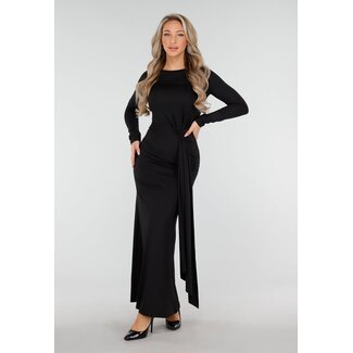 Schwarzes Kleid mit Schleife und Stretch
