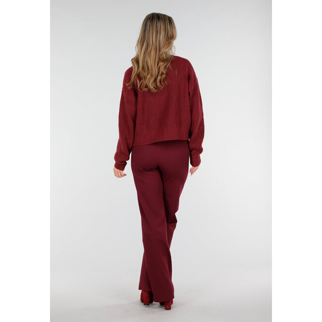 Bordeauxrote Strickjacke mit Reißverschluss