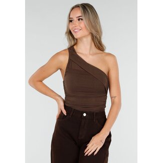 Brauner One-Shoulder-Stretch-Body